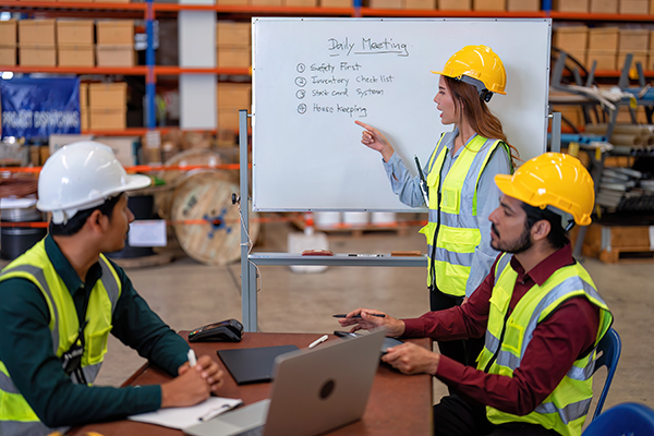 Group of worker in the warehouse factory